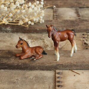 Vintage 1970s Breyer Horse, Bay Foals, Lying and Standing #5700,Maureen Love